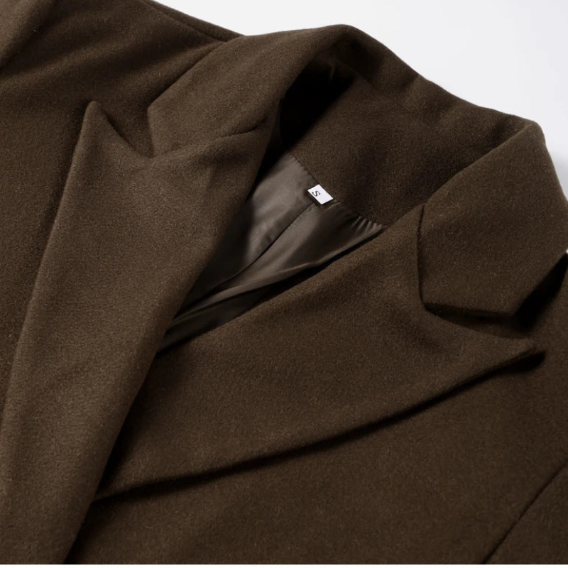 Dames Lange Elegante Mantel – Stijlvolle Overjas met Klassieke Snit