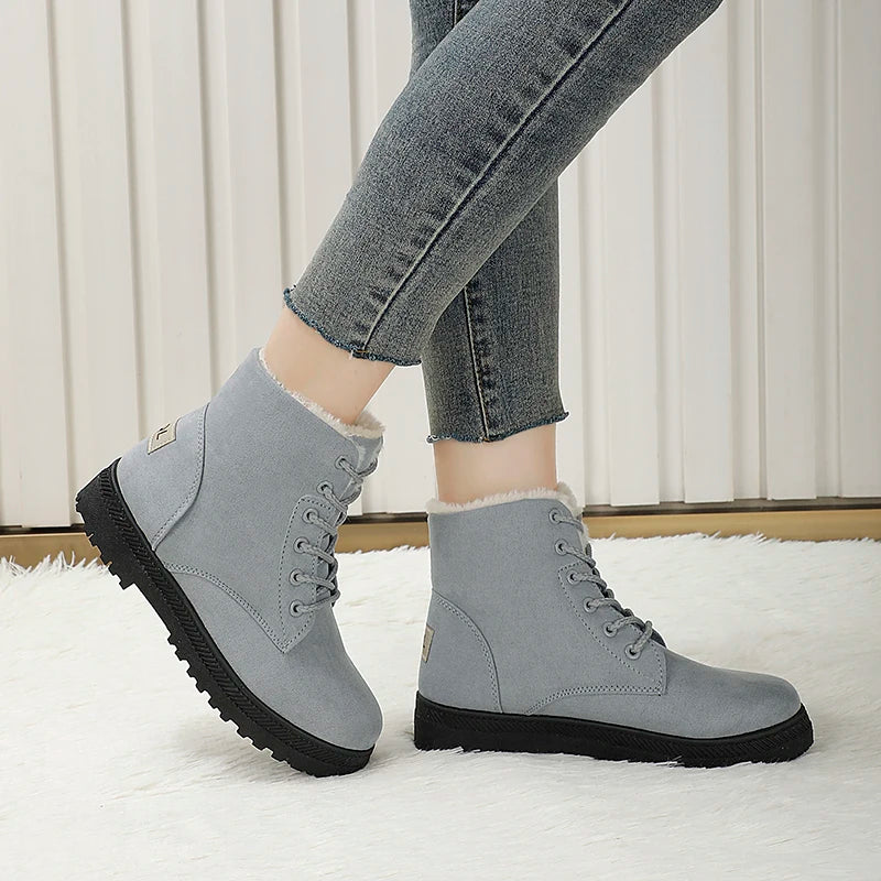 Dames Winterboots met Bontvoering – Warme Antislip Enkelboots