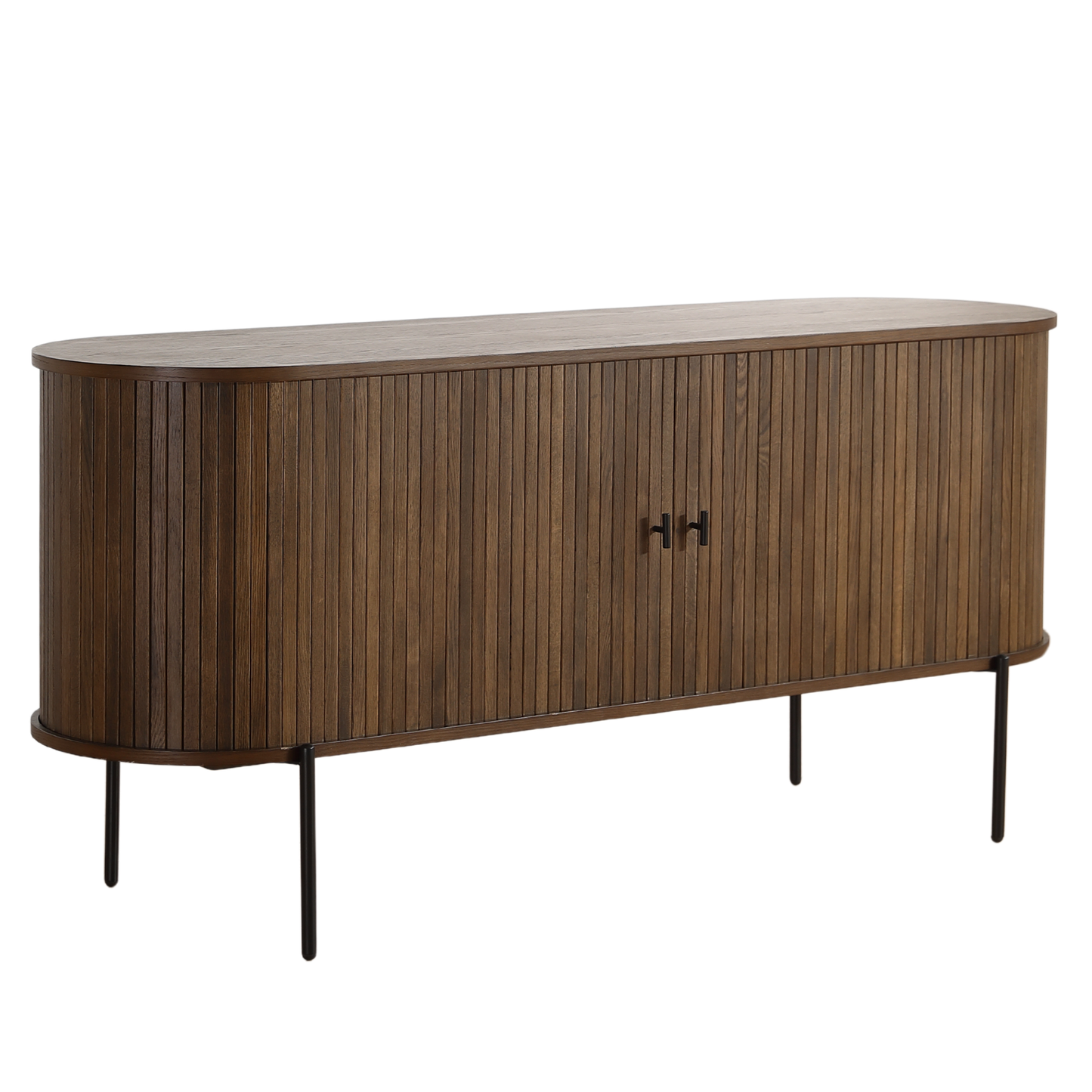 Florence jaloeziekast met lamellen in gerookt eikenhout 160x45x75 cm