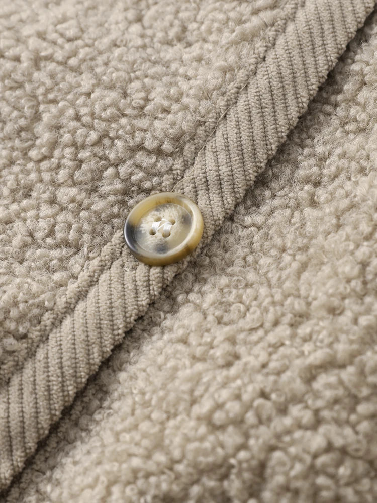 Dames Teddy Jas van Warme Sherpa Fleece met Knopen – Zacht en Comfortabel