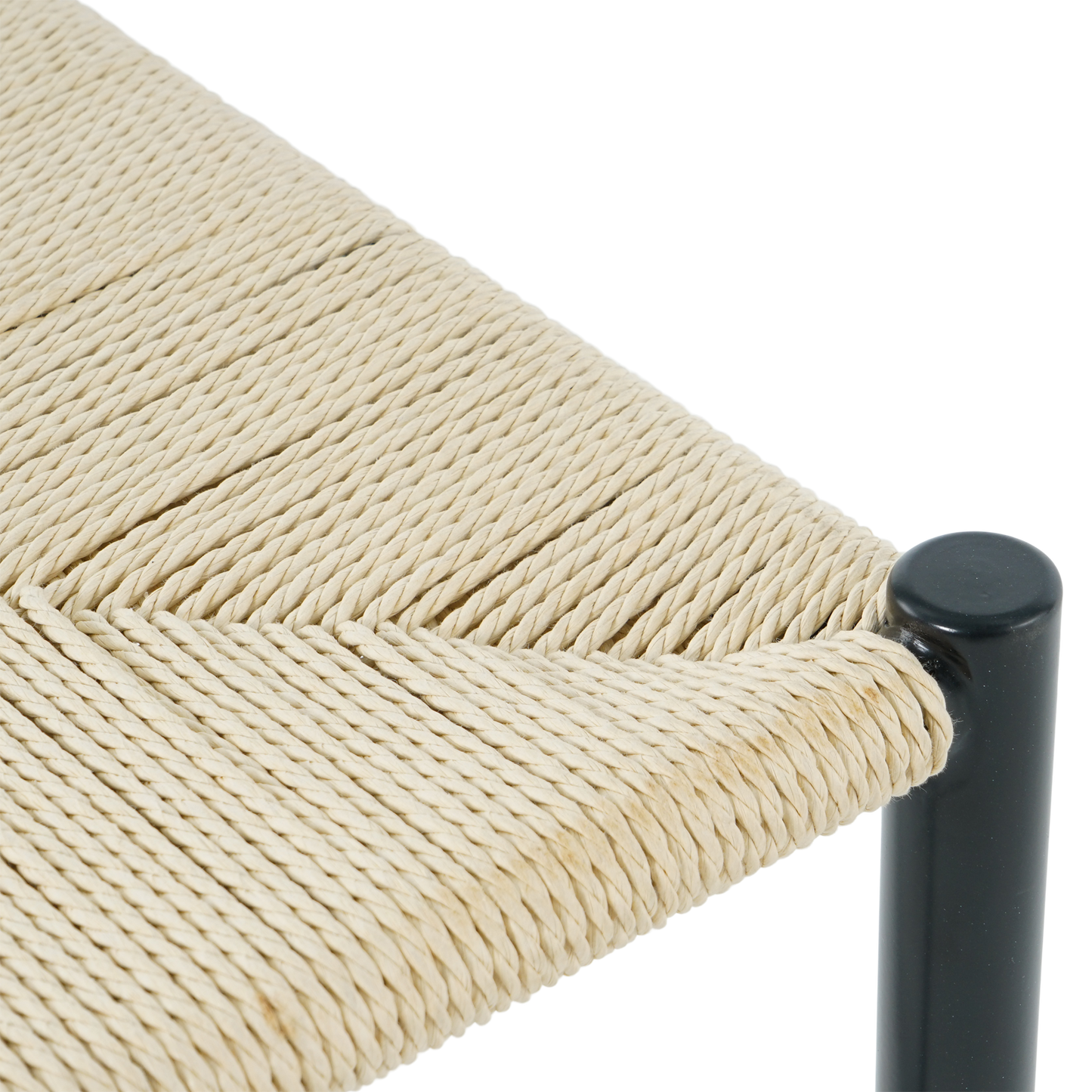 Bella - Zitbank in zwart met gevlochten zitting, 100 cm
