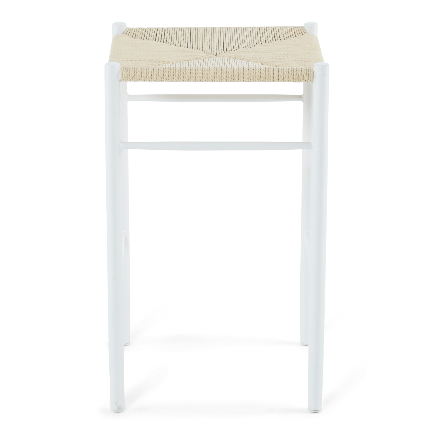 Bella - Barkruk met gevlochten zitting, Wit, 65 cm