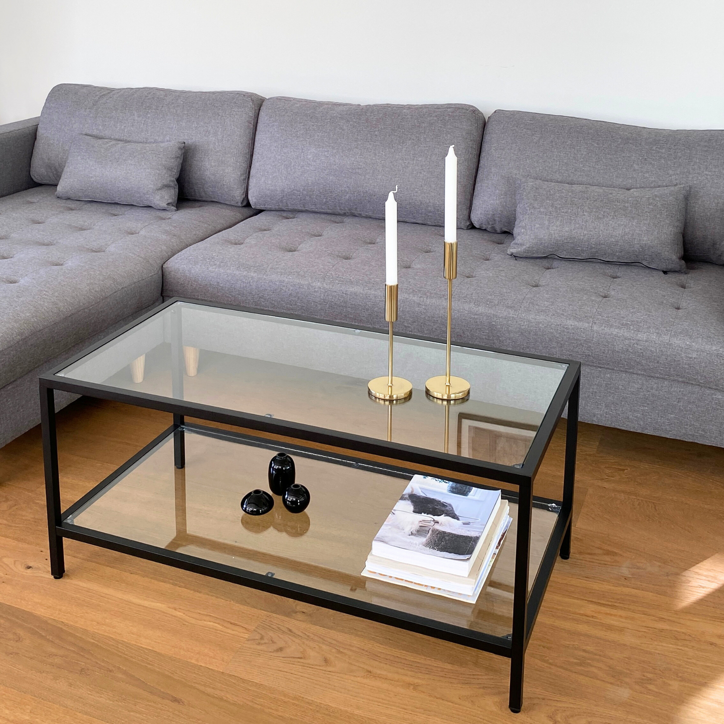 Brandy - Rechts- en linksomkeerbare chaise longue bank in grijs - L: 290 x D: 96 x H: 80 cm