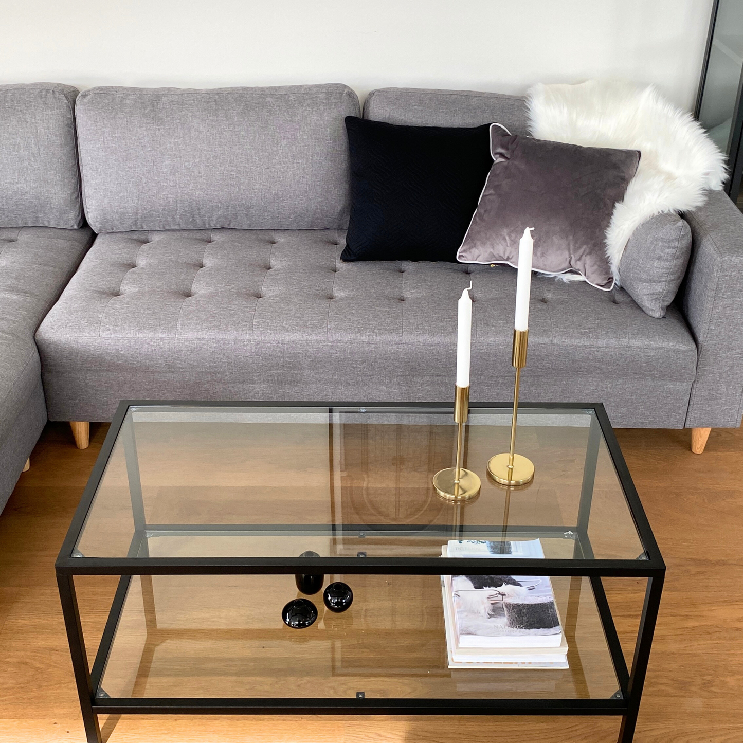 Brandy - Rechts- en linksomkeerbare chaise longue bank in grijs - L: 290 x D: 96 x H: 80 cm