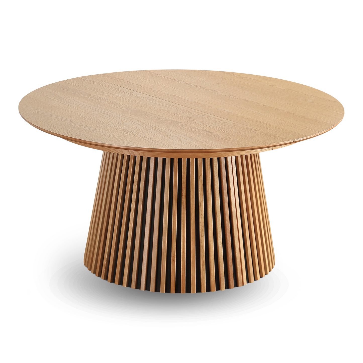 Lewis - Rond eettafel met lamellen in eikenfineer met uittrekfunctie 150/190/230 CM - inclusief 2 verlengbladen