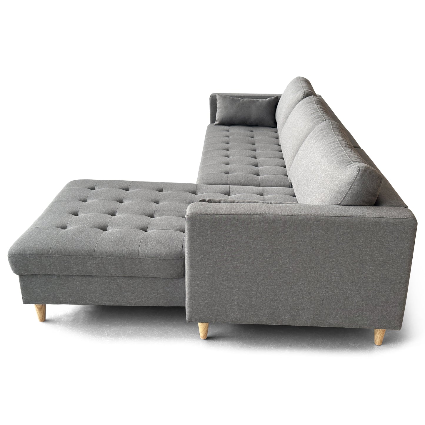 Brandy - Rechts- en linksomkeerbare chaise longue bank in grijs - L: 290 x D: 96 x H: 80 cm