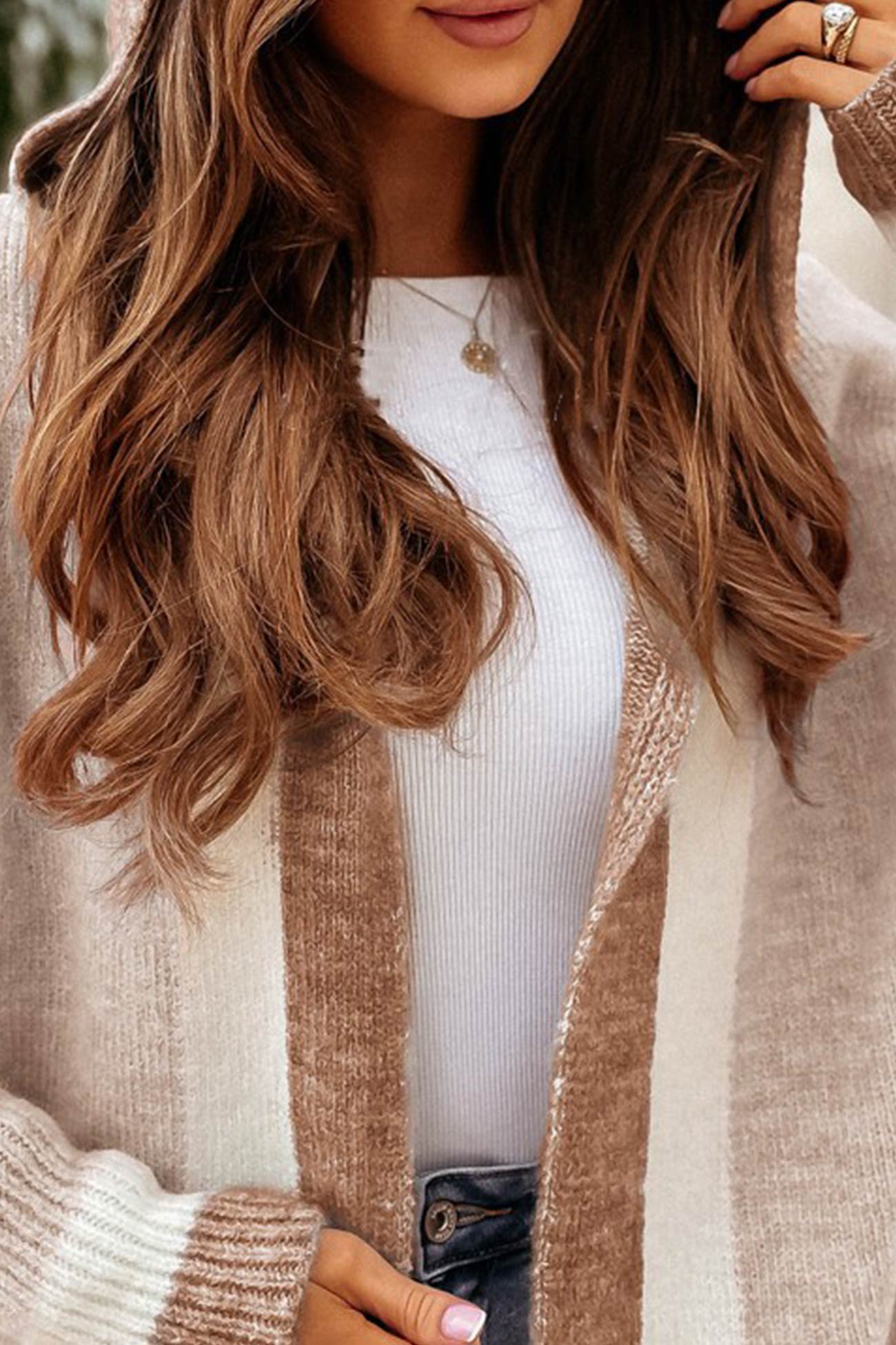 Dames Hoodie Cardigan met Contrastdesign – Lange Herfstvesten