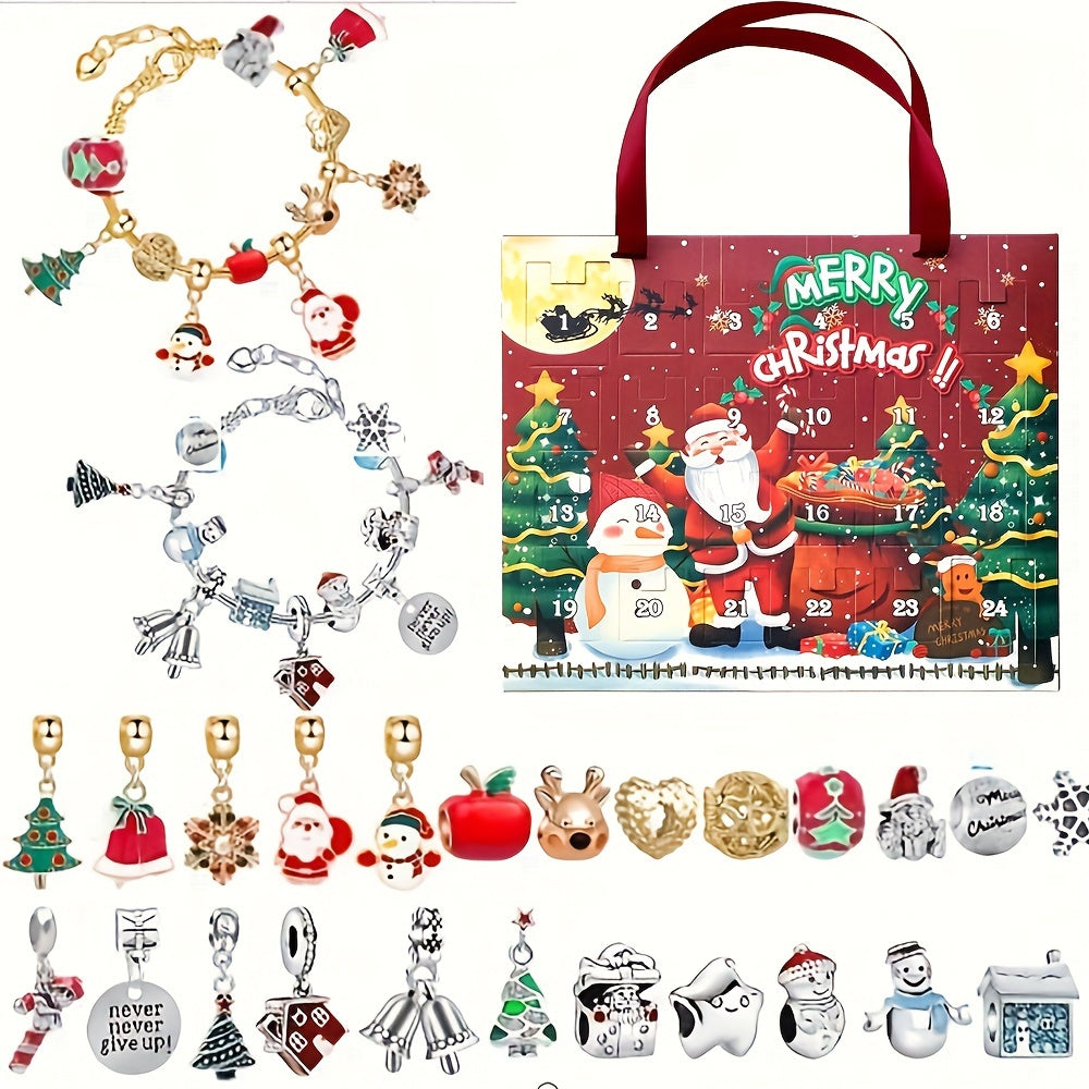 Kerst Armband Cadeauset – Charm Bracelet met Feestelijke Bedels