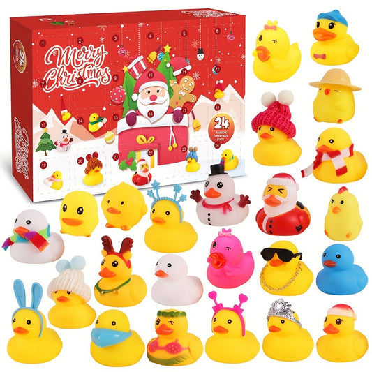 Kerst Eendjes Adventskalender – 24 Mini Rubber Eend Figuren