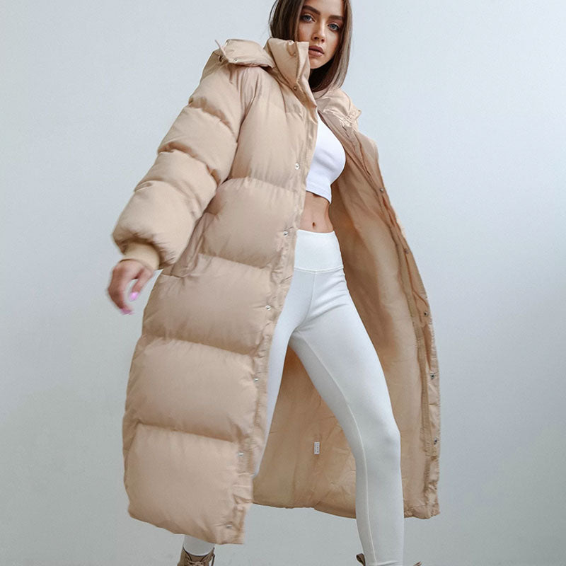 Lange Dames Winterjas met Capuchon – Warm, Winddicht en Modieus