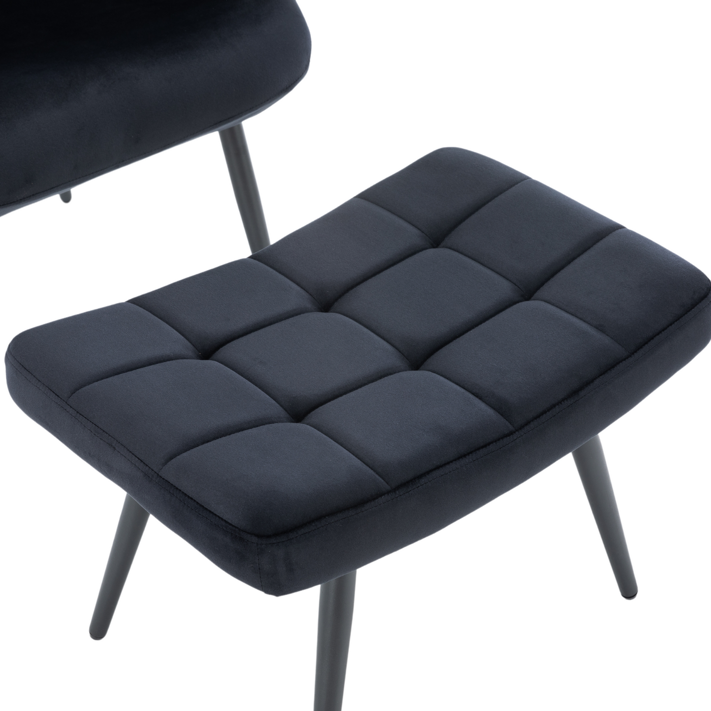 Alfred Fauteuil met voetenbank - Zwart Velours