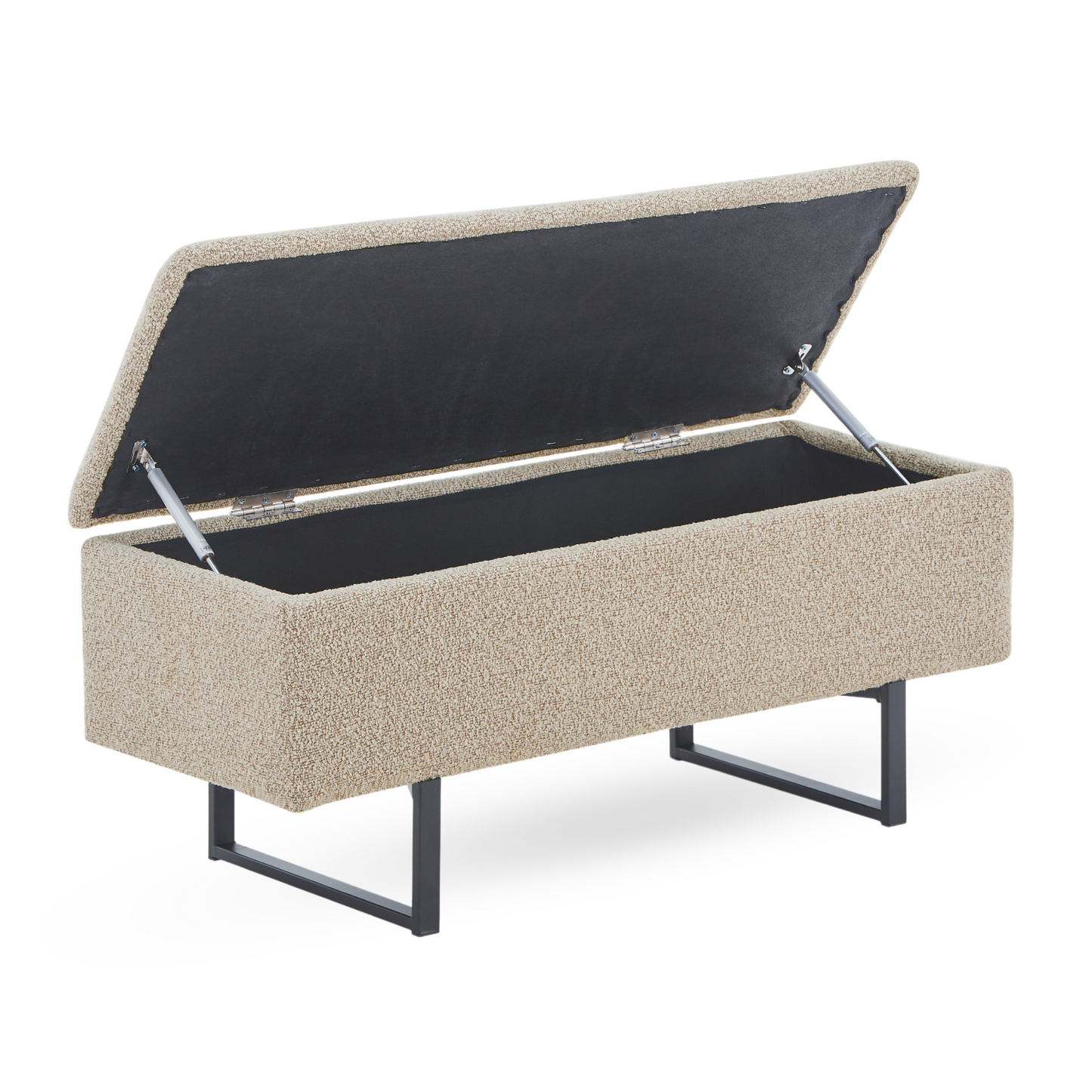 Malika bank met opbergruimte in beige bouclé 95x35x42 cm