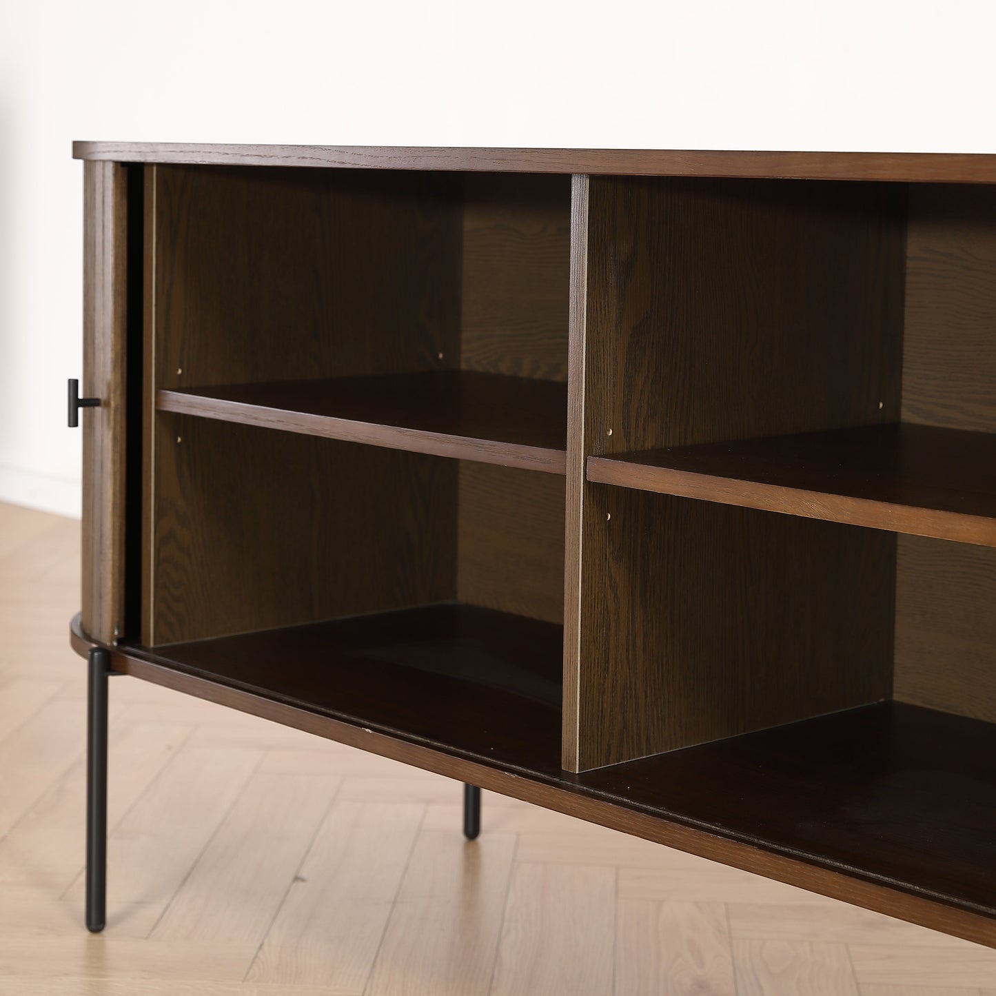 Florence jaloeziekast met lamellen in gerookt eikenhout 160x45x75 cm