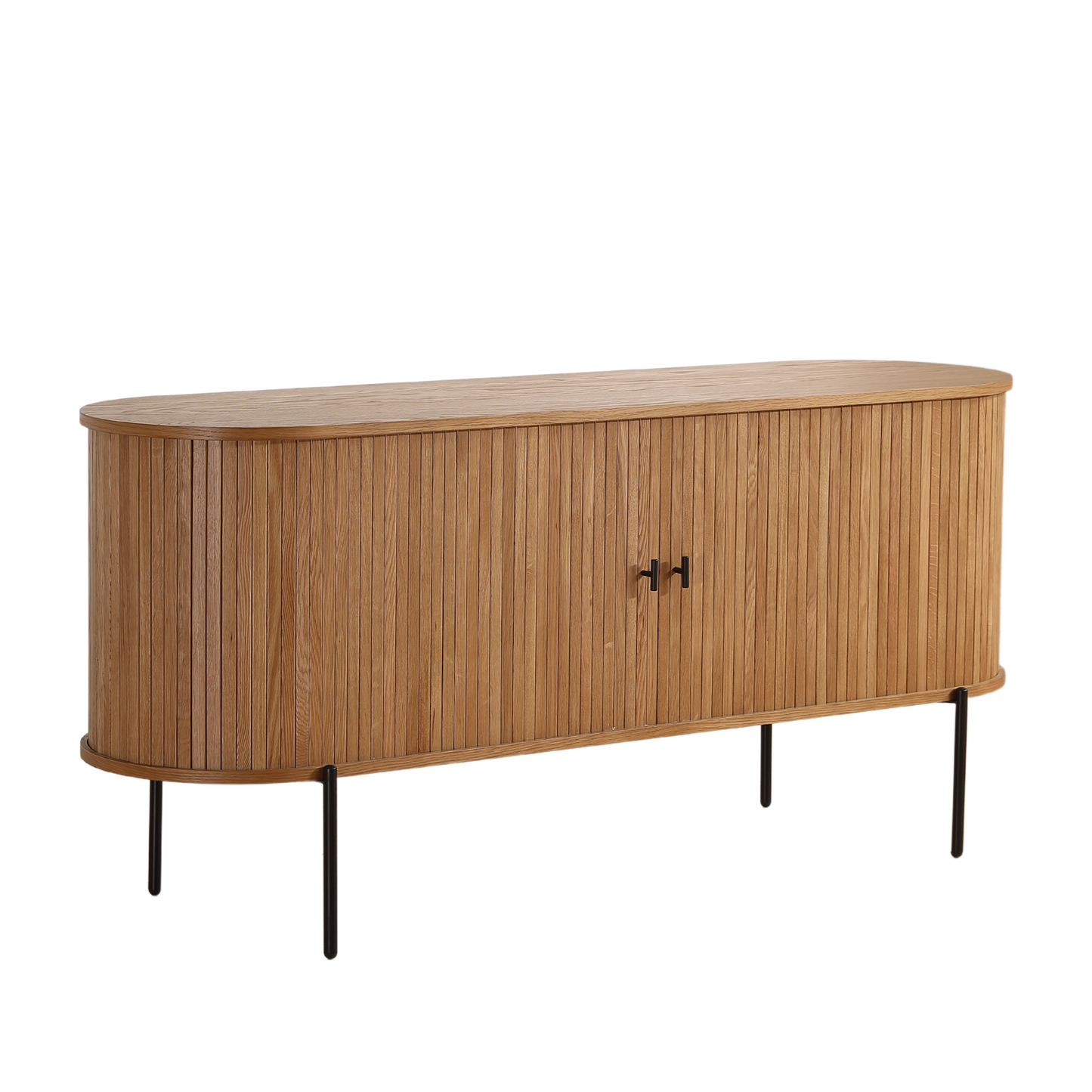 Florence jaloeziekast met lamellen in eikenhout 160x45x75 cm