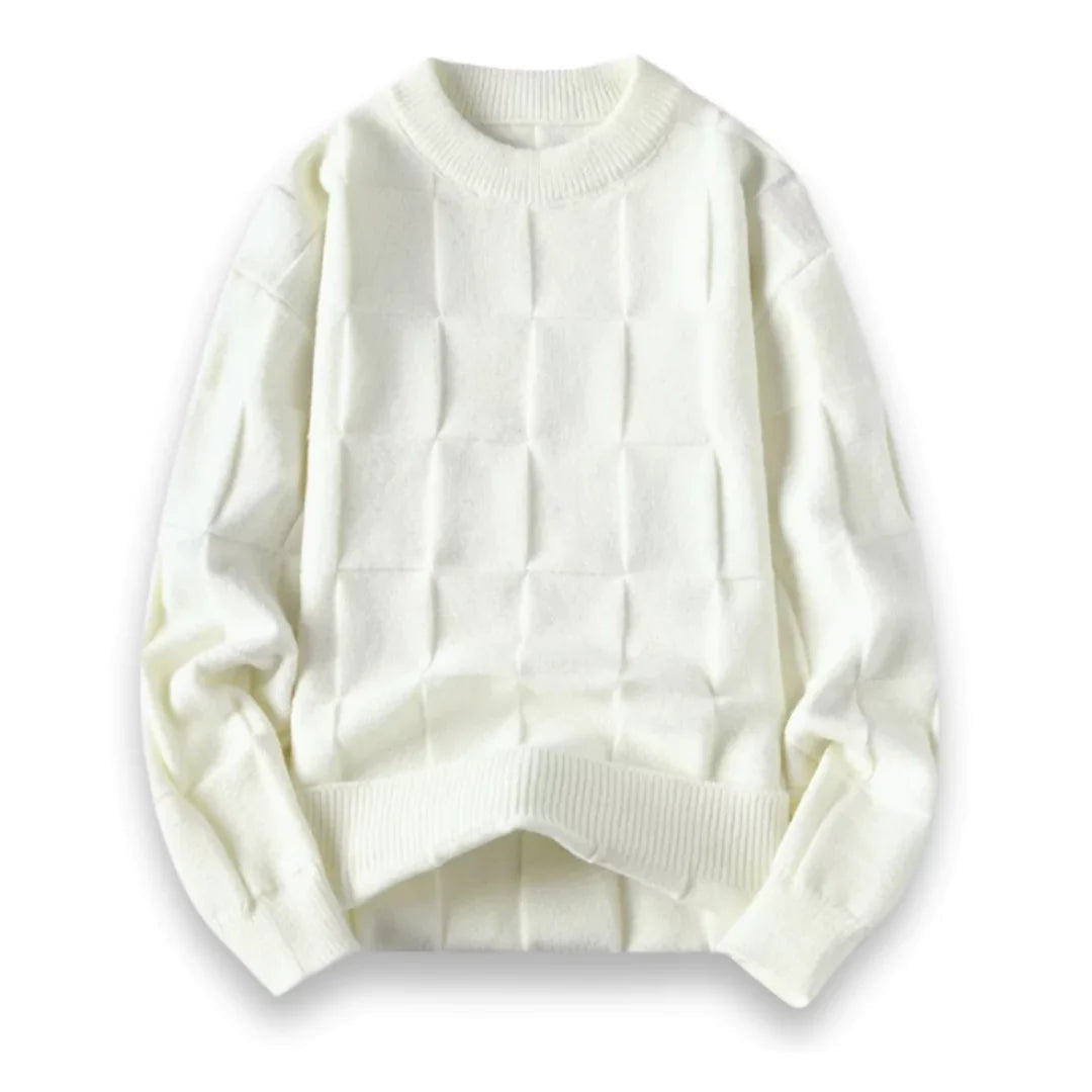 Herentrui met structuurpatroon – Moderne gebreide trui met ronde hals