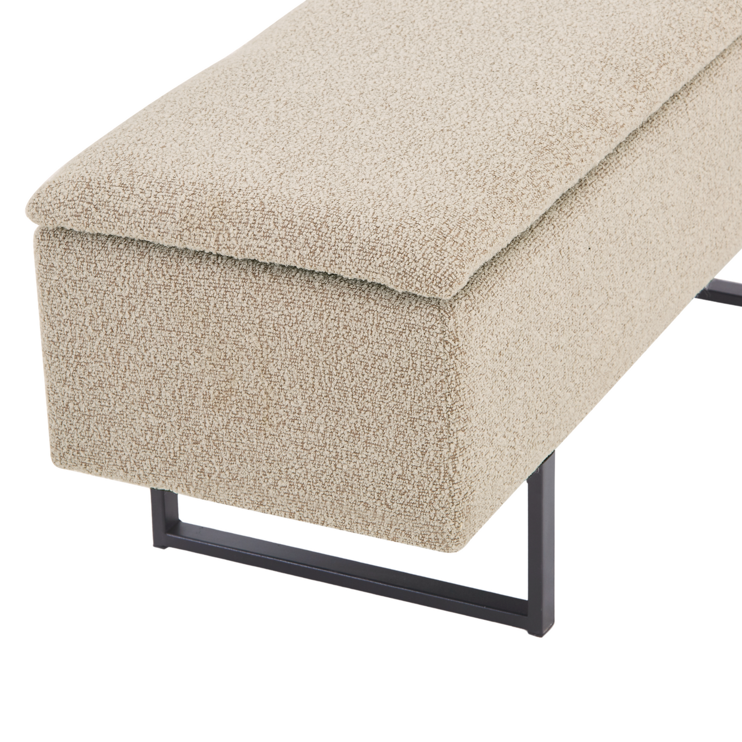 Malika bank met opbergruimte in beige bouclé 95x35x42 cm