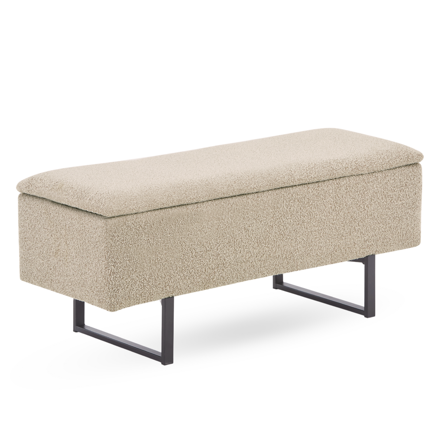 Malika bank met opbergruimte in beige bouclé 95x35x42 cm