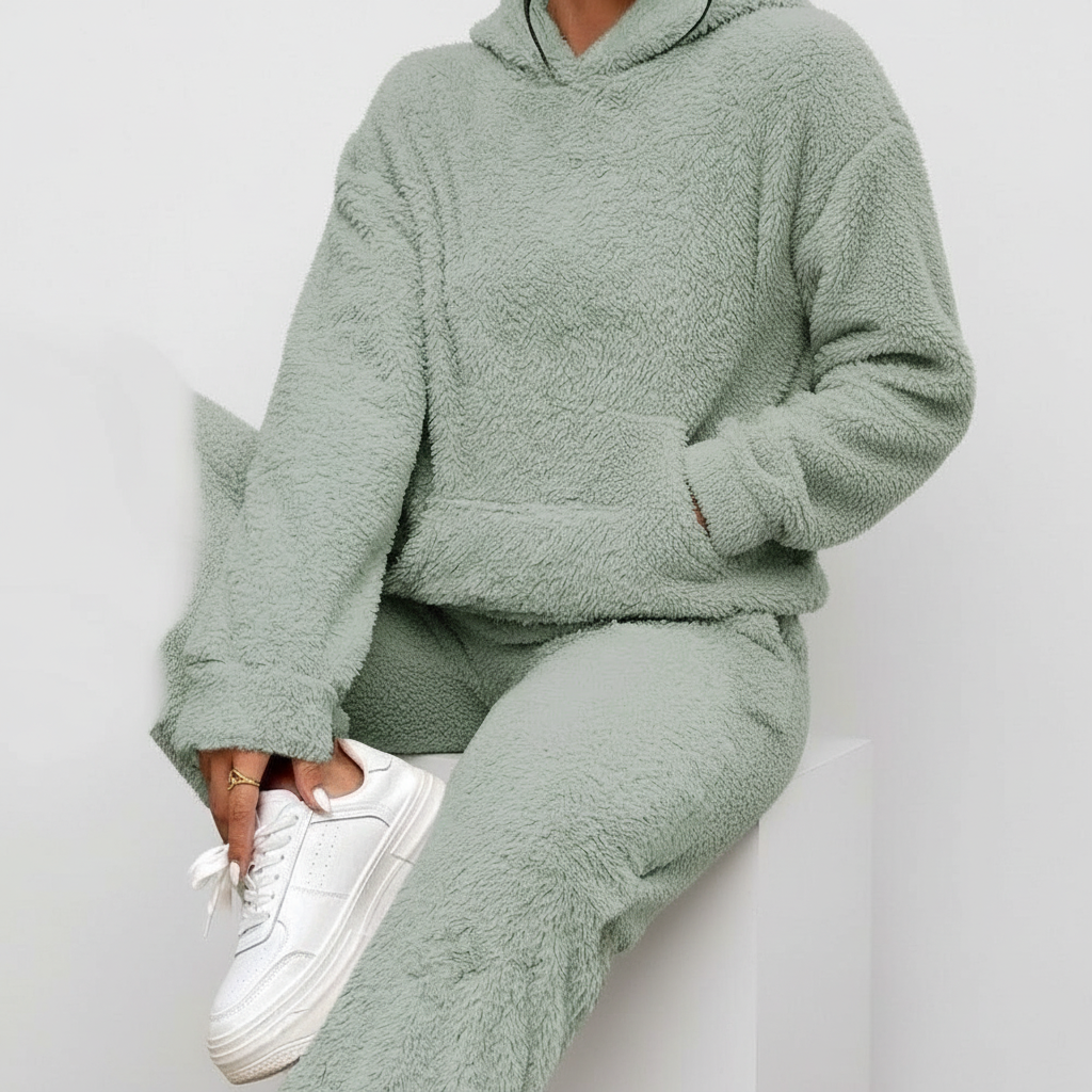 Dames Fleece Loungewear Set – Zachte Hoodie & Broek voor de Winter