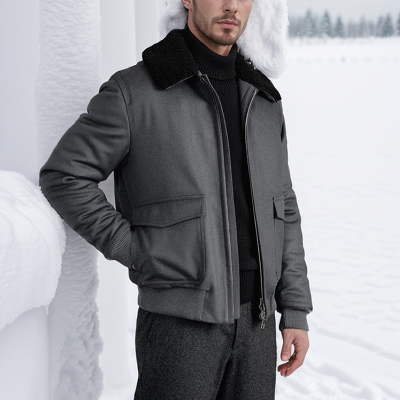 Heren Bomberjas met Kraag – Warme Winterjas in Klassieke Stijl