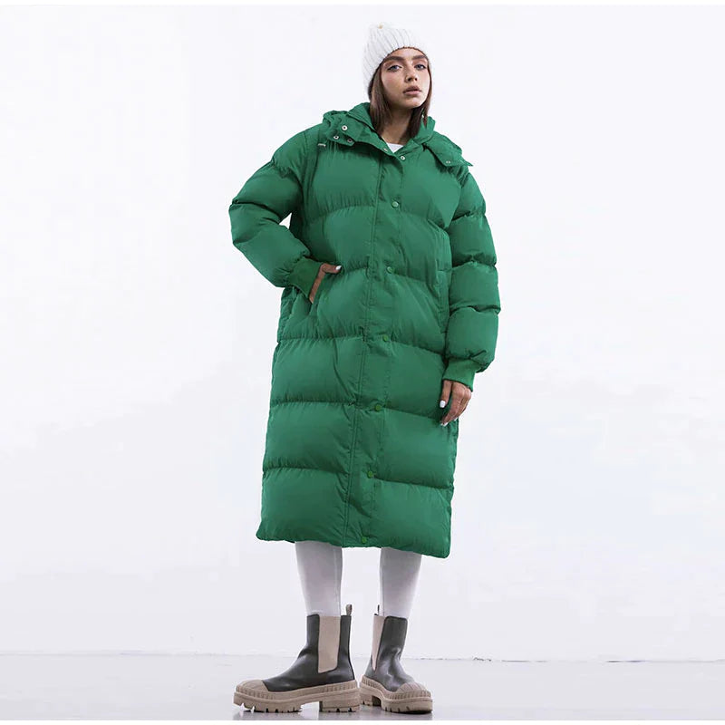 Lange Dames Winterjas met Capuchon – Warm, Winddicht en Modieus