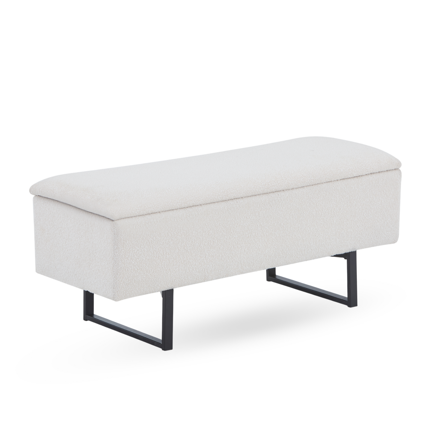 Malika bank met opbergruimte in wit bouclé 95x35x42 cm