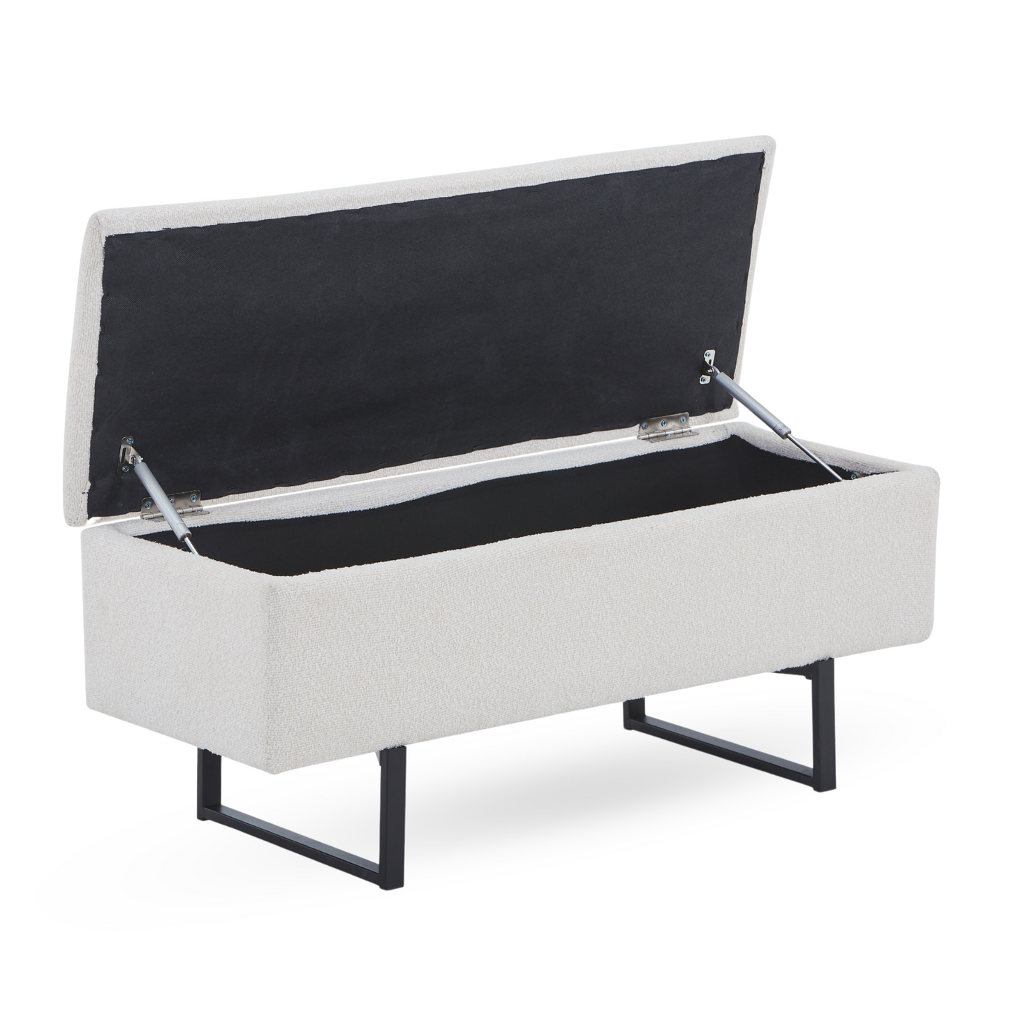 Malika bank met opbergruimte in wit bouclé 95x35x42 cm