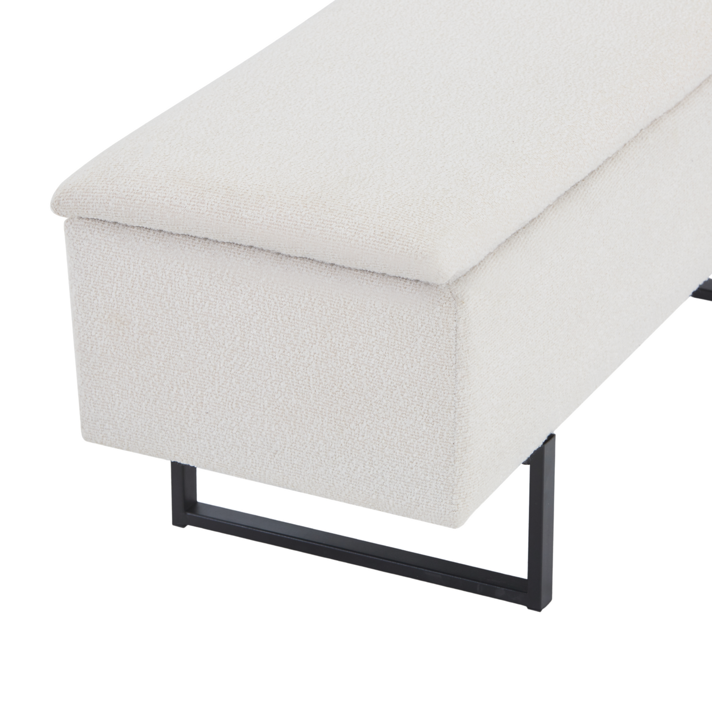 Malika bank met opbergruimte in wit bouclé 95x35x42 cm