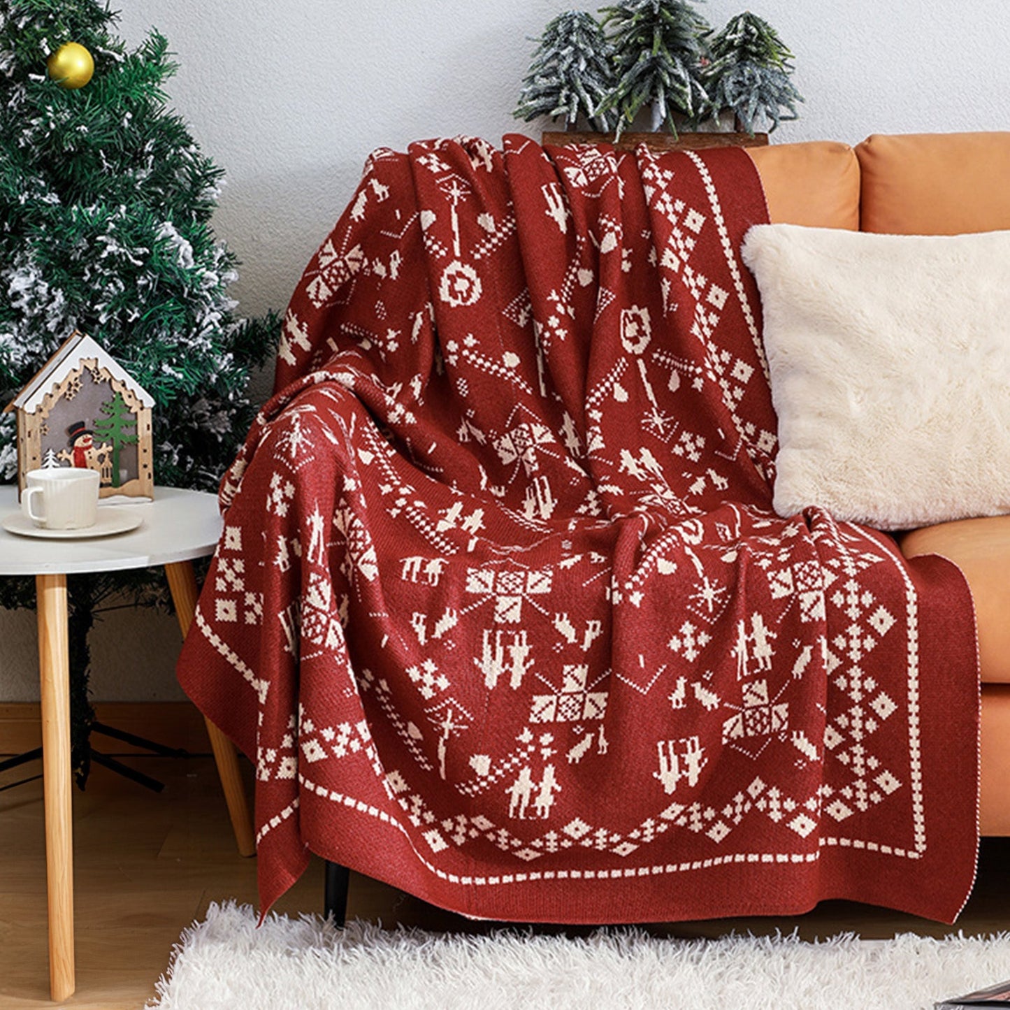 Kerst plaid in rood – Warme en sfeervolle winterdeken met patroon