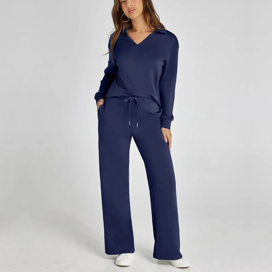 Dames Lounge Set – Comfortabele Tweedelige Set met V-hals