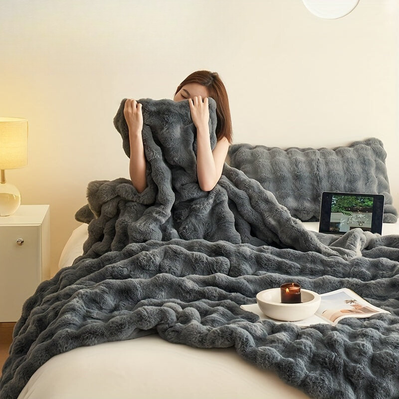 Pluizige luxe deken – Warme en stijlvolle plaid voor elk seizoen