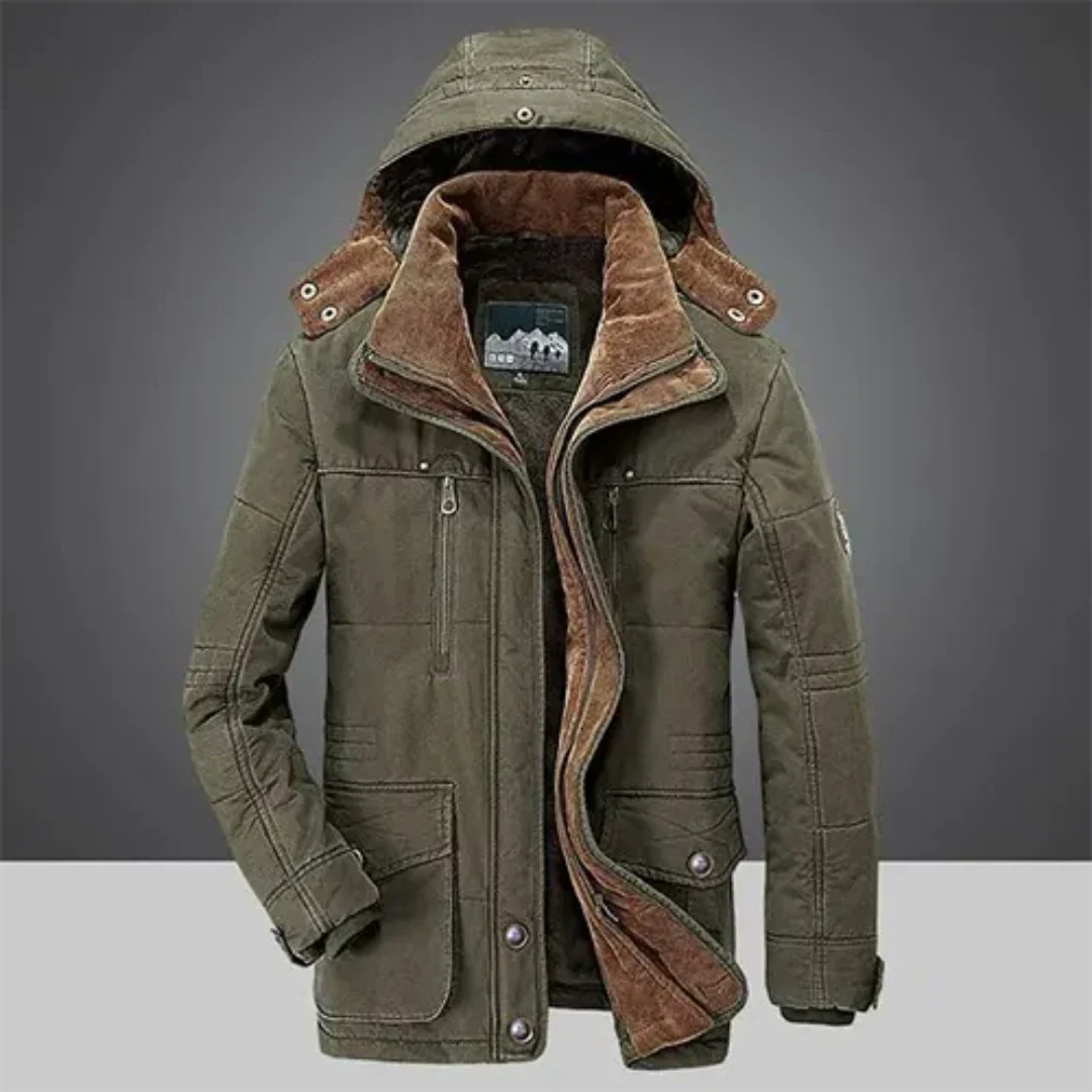 Heren winterjas met capuchon – Warme parka met zachte voering