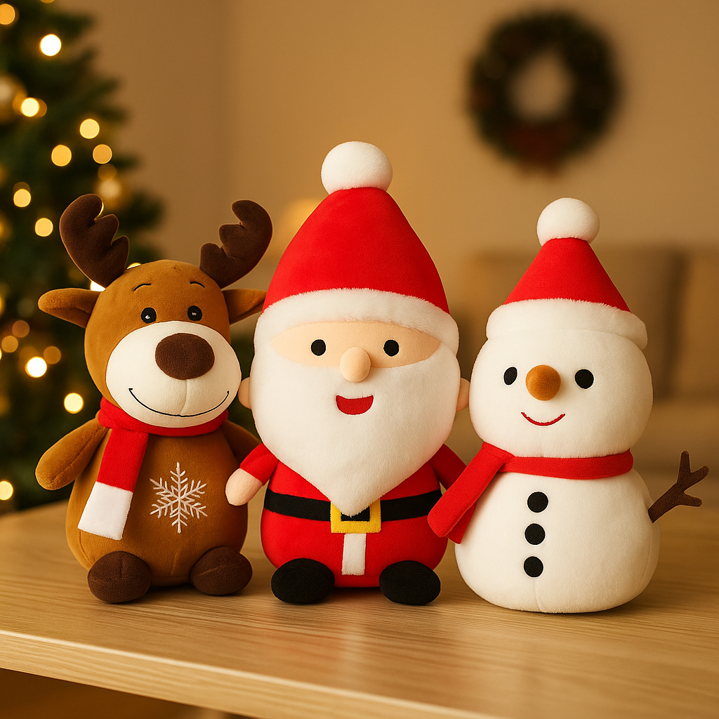 Kerst Pluche Pop – Zachte Sneeuwman & Kerstfiguren Decoratie