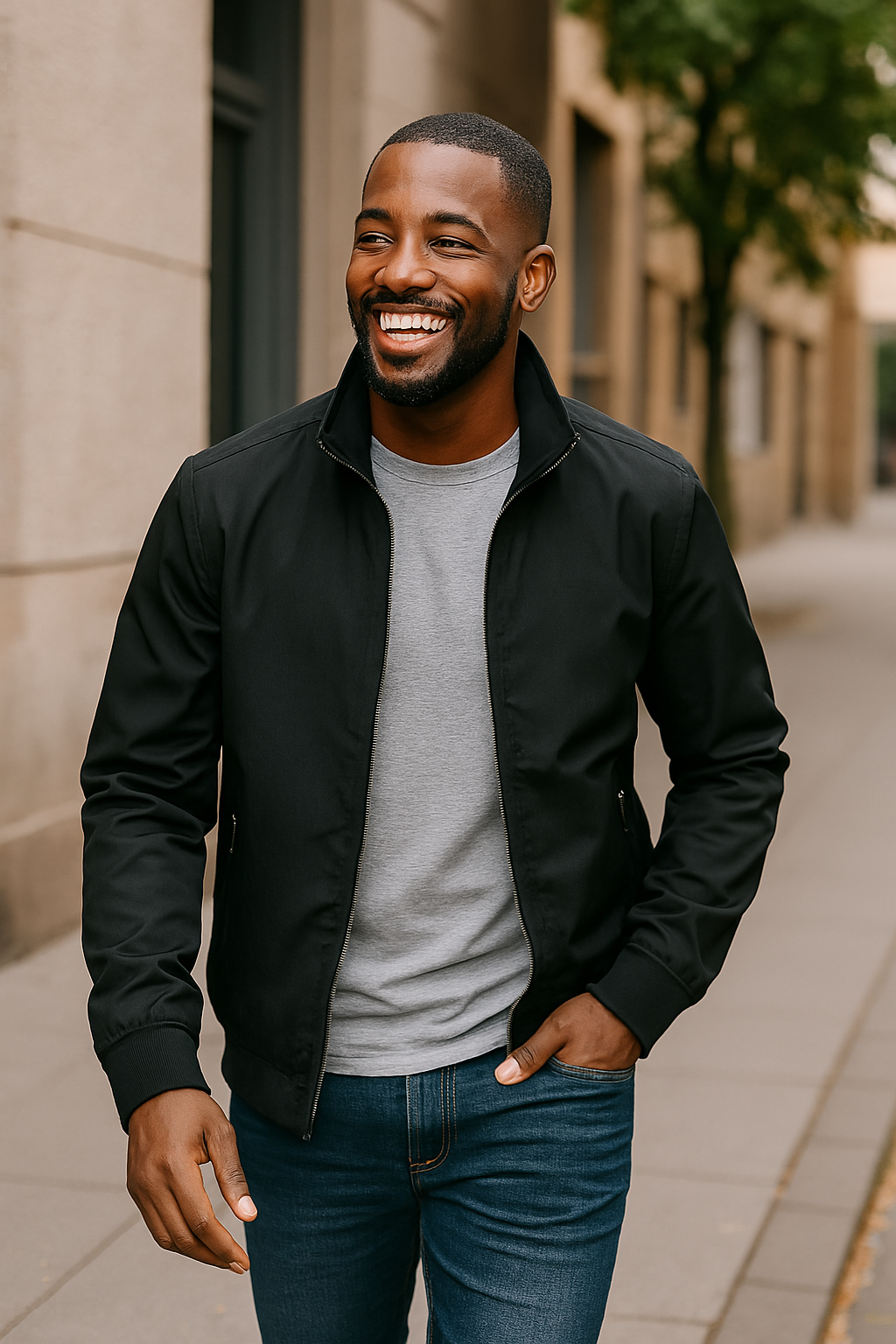 Heren Slim Fit Bomberjack met Rits – Lichtgewicht Voorjaar en Herfst Jas