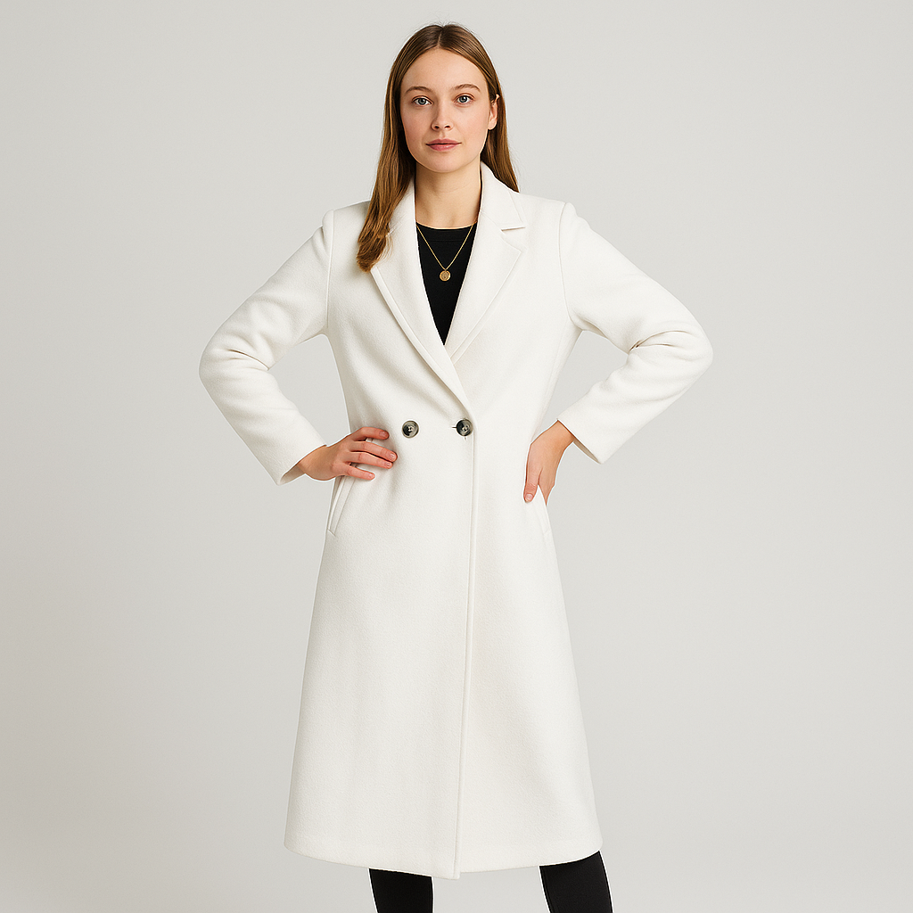 Dames Lange Jas met Reverskraag – Elegant, Klassiek & Stijlvol