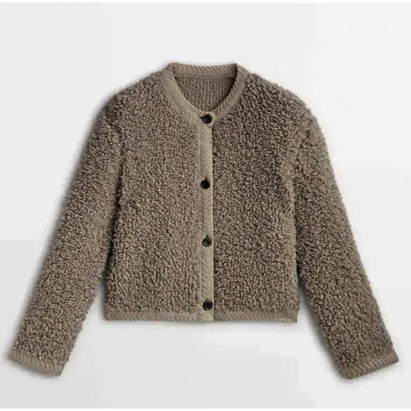 Dames Teddy Jas van Warme Sherpa Fleece met Knopen – Zacht en Comfortabel