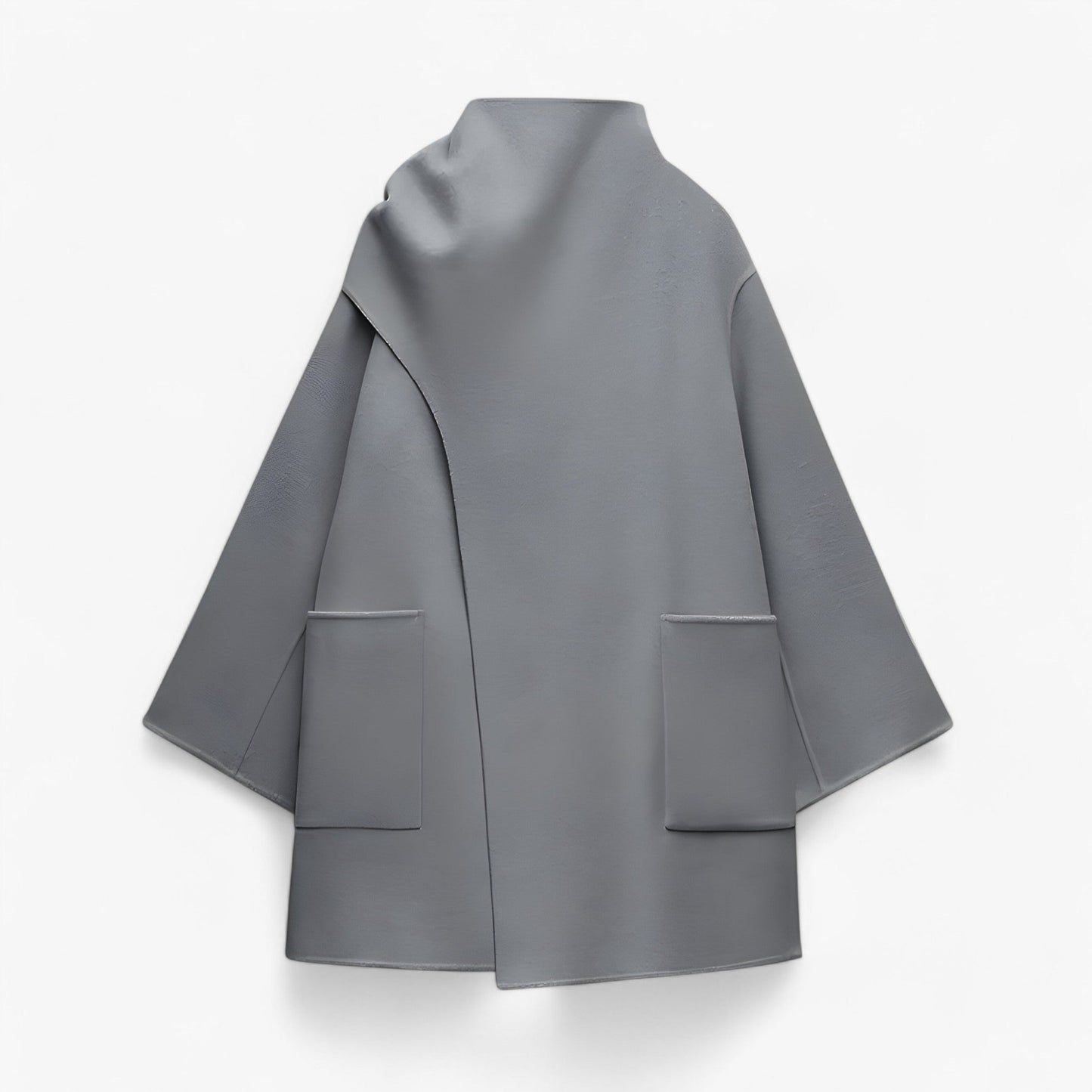 Asymmetrische Damesmantel – Moderne Oversized Jas met Hoge Kraag