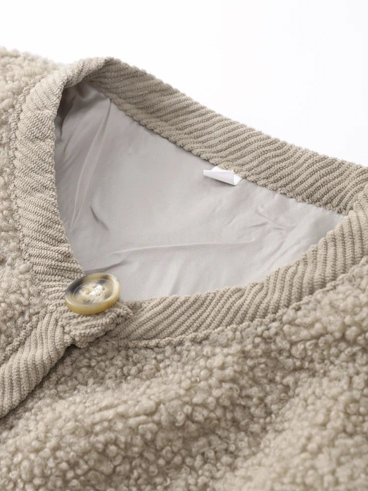 Dames Teddy Jas van Warme Sherpa Fleece met Knopen – Zacht en Comfortabel