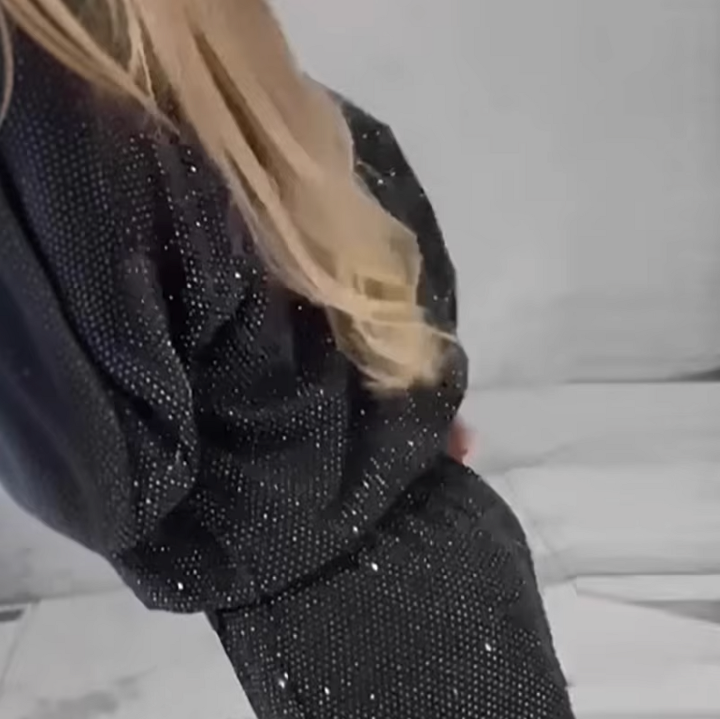 Dames Glanzend Twee-Delig Set – Pullover met Ronde Hals en Broek