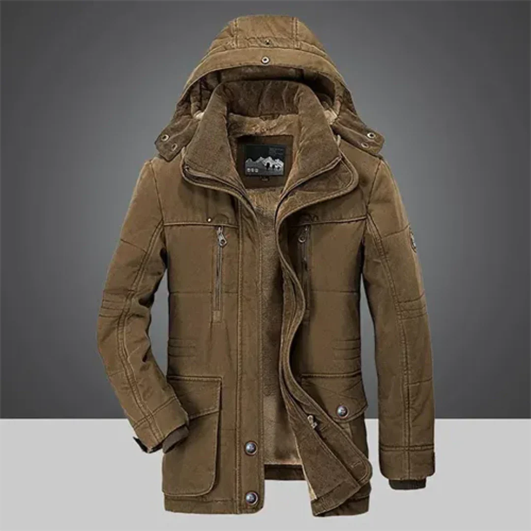 Heren winterjas met capuchon – Warme parka met zachte voering