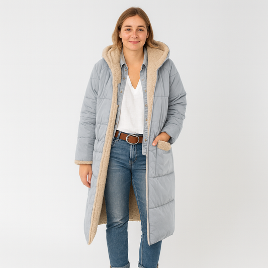 Dames Lange Winterjas met Capuchon – Warm, Zacht & Stijlvol