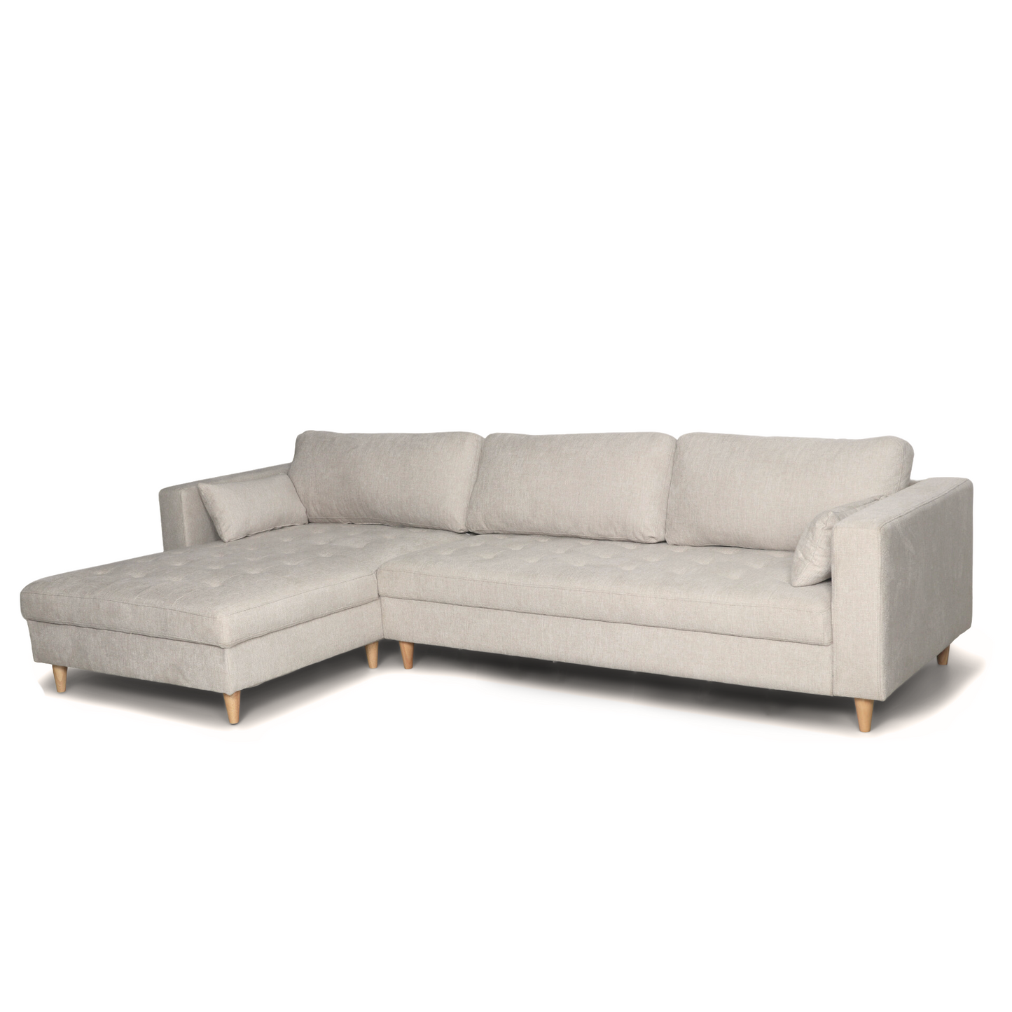 Brandy - Rechts- en linksomkeerbare chaise longue bank in beige - L: 290 x D: 96 x H: 80 cm