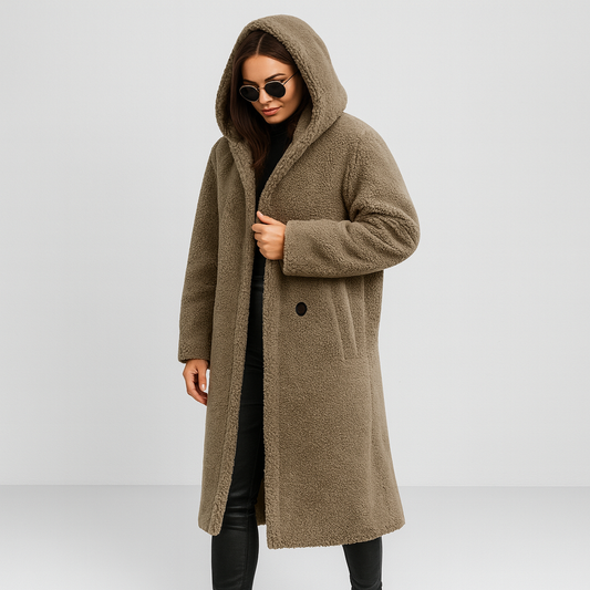 Dames Lange Winterjas met Capuchon – Warm, Zacht & Stijlvol