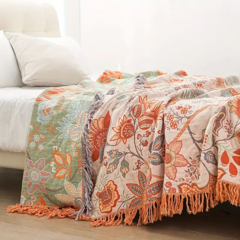 Bohemian Woonsprei met Print – Lichtgewicht Dekensprei voor Bed & Bank