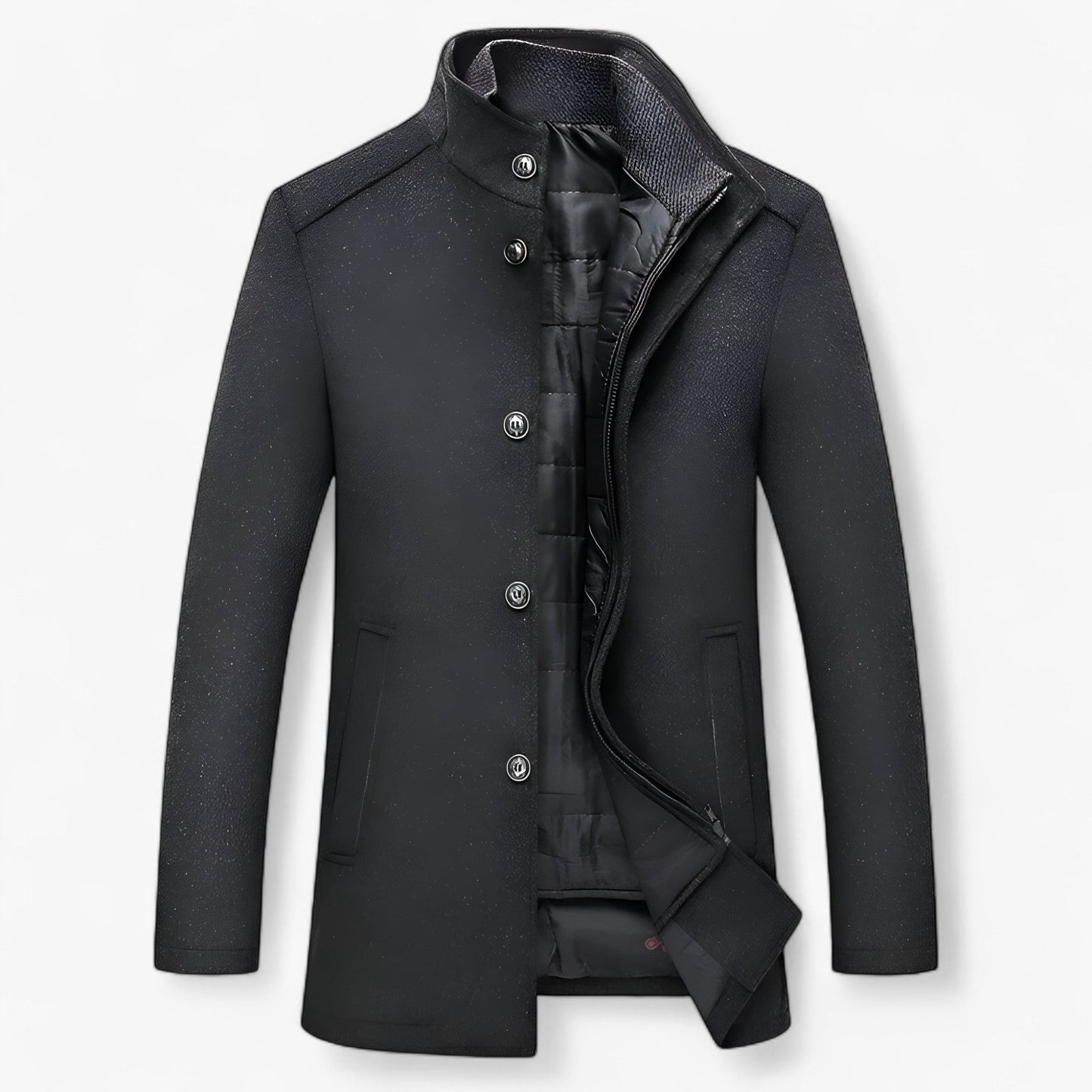 Heren Winterjas – Klassiek en Elegant met Hoge Kraag