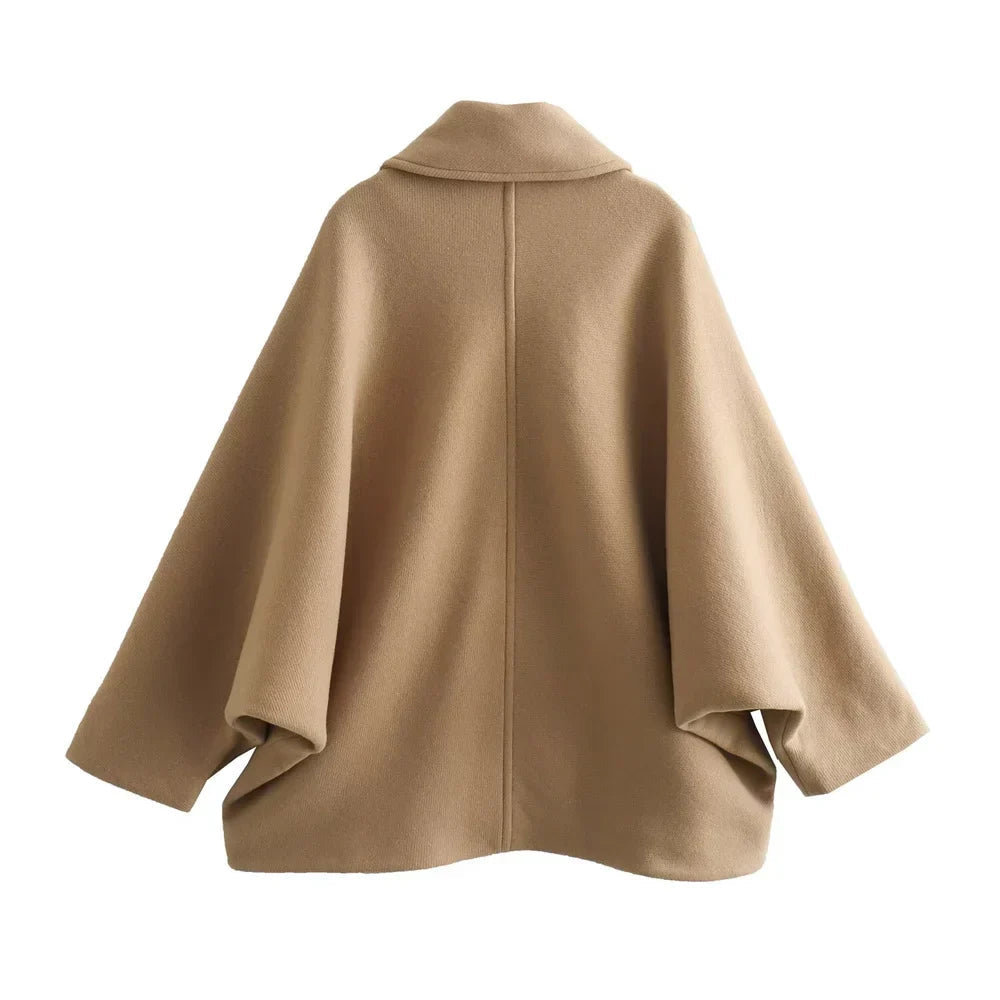 Dames Capejas – Elegante Oversized Jas met Klassieke Knopen