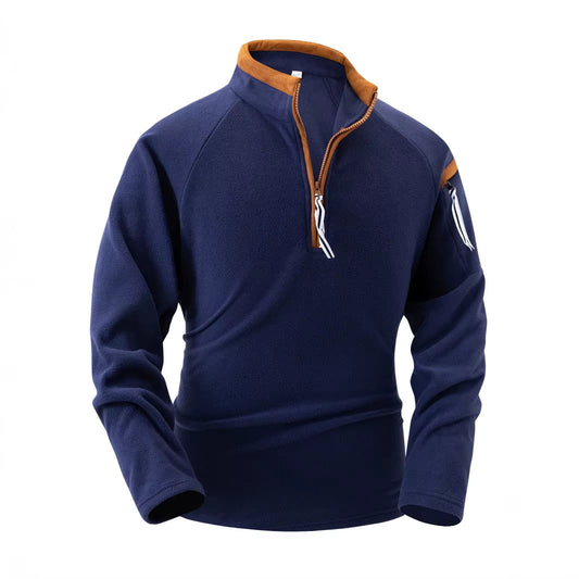 Sportieve herentrui met halve rits – Pullover met contrastkraag