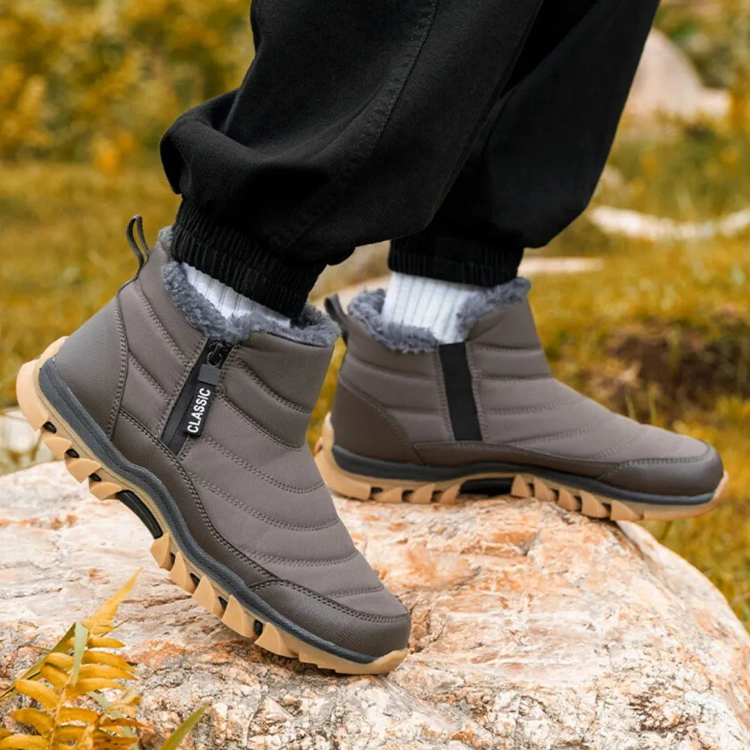Heren Winter Outdoor Laarzen – Warme Antislip Enkelboots met Rits
