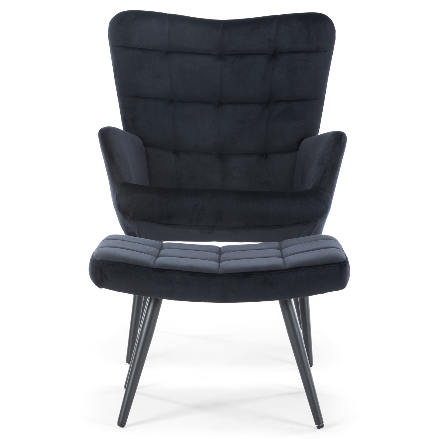 Alfred Fauteuil met voetenbank - Zwart Velours