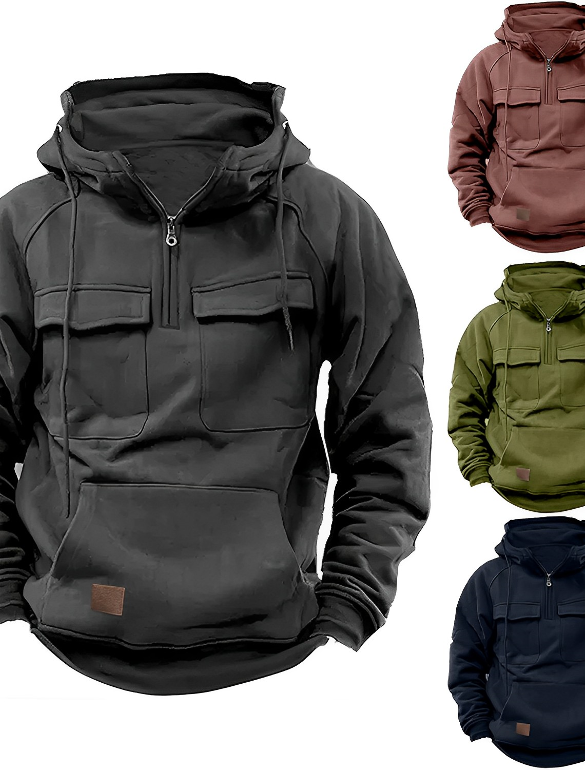 Tactische Heren Hoodie – Comfortabele Streetwear met Kwart Rits