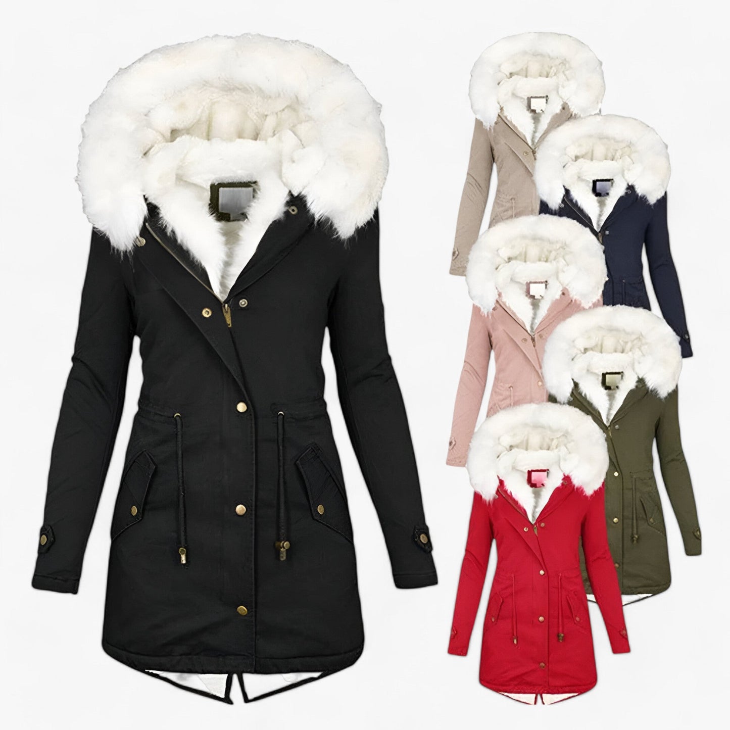 Luxe Winterjas voor Dames – Elegante Jas met Grote Capuchon